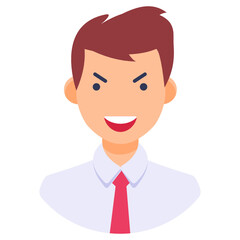 
Con man wearing necktie, editable flat vector style 
