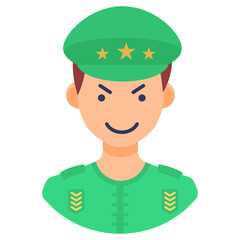 
Authoritative person wearing uniform, editable vector of army person 
