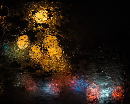 Rainy night and bright lights