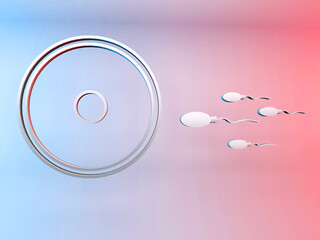 background of sperm fertilizing ovum 3d illustration