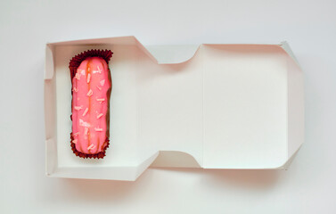 strawberry eclair in a box. Desserts delivery