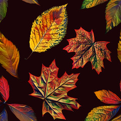 Leaves composition, seamless pattern.