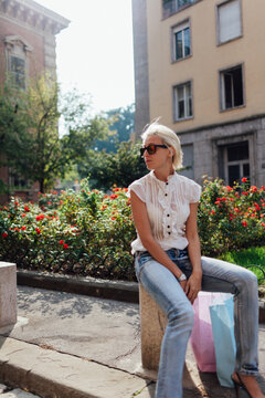 Woman With Shopping Bags in the City