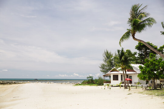 White houses on deserted beach