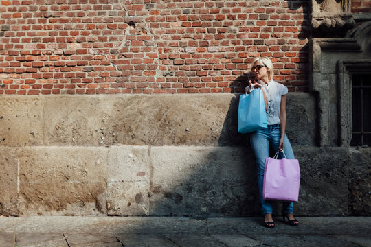 Woman With Shopping Bags in the City