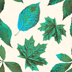 Leaves composition, seamless pattern.