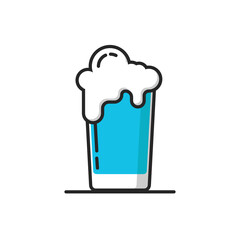 vector soft drinks and beer glass with bubble flat icon illustration