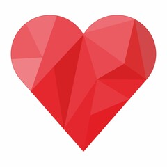 Red heart Geometric rumpled triangular low poly origami style polygonal design on white background vector illustration