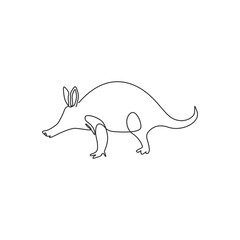 Single continuous line drawing of adorable aardvark for company logo identity. Afrotheres mammals mascot concept for national park icon. Modern one line draw design vector graphic illustration