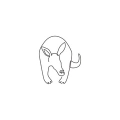 One continuous line drawing of cute aardvark for company logo identity. Nocturnal mammal mascot concept for safari night park icon. Modern single line draw design graphic vector illustration