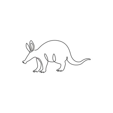One single line drawing of exotic aardvark for company logo identity. Orycteropus animal mascot concept for national conservation park icon. Modern continuous line draw design vector illustration