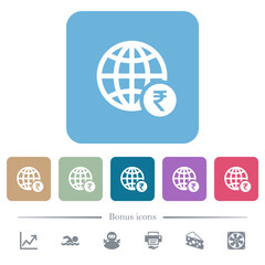 Online Rupee payment flat icons on color rounded square backgrounds