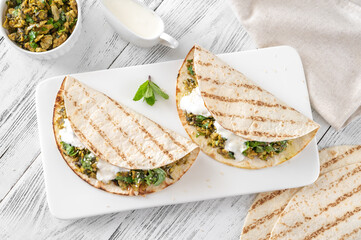 Indian egg and spinach wraps