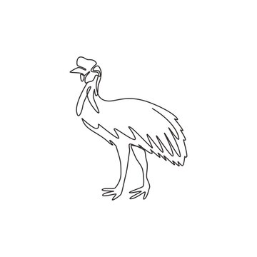 recommend clip art: One single line drawing of beauty cassowary for company logo identity. Endangered bird mascot concept for national conservation icon. Modern continuous line draw graphic design vector illustration