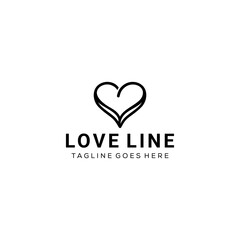 Illustration abstract line love/heart sign luxury with ribbon logo design 