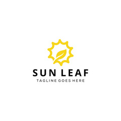 Illustration modern Creative morning Modern Sun with leaf logo design template