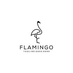Illustration modern minimalist flamingo bird logo template.