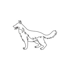 Single one line drawing of dashing german shepherd dog for company logo identity. Purebred dog mascot concept for pedigree friendly pet icon. Modern continuous one line draw design vector illustration