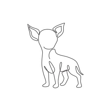 recommend clip art: Single continuous line drawing of cute chihuahua dog for company logo identity. Purebred dog mascot concept for pedigree friendly pet icon. Modern one line draw design graphic vector illustration