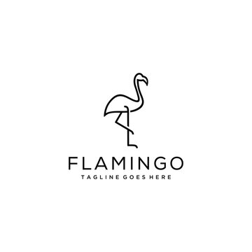 Illustration modern minimalist flamingo bird logo template.