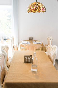 Rectangular Elegant Dining Table at the Restaurant