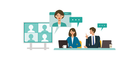 ミーティング 会議をする社会人のイラスト Wall Mural Shirokuma Design ミーティング 会議をする社会人のイラスト Wall Mural Shirokuma Design