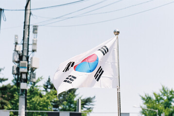South Korean flag blowing in the wind