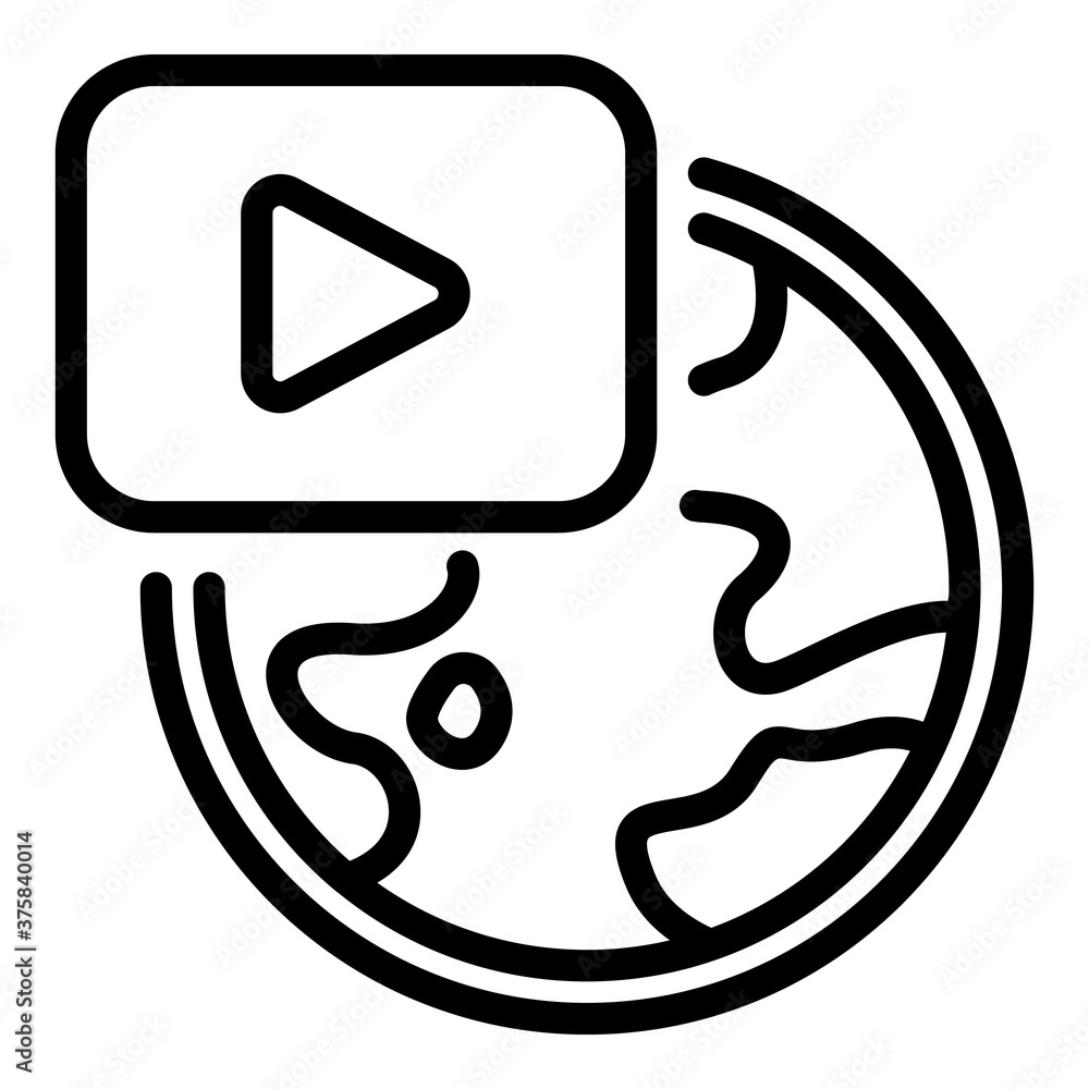 Poster global video work icon. outline global video work vector icon for web design isolated on white backg