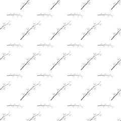 Flower seamless background, black lines on white background