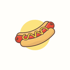 Hot dog, junk food cute illustration, icon graphic junk food, sign for web design, mobile design, editable with eps file