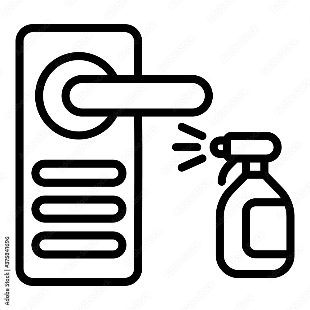 Poster door handle disinfection icon. outline door handle disinfection vector icon for web design isolated 