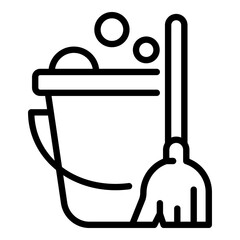 Disinfection home mop bucket icon. Outline disinfection home mop bucket vector icon for web design isolated on white background