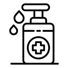 Obraz premium Antivirus disinfection bottle icon. Outline antivirus disinfection bottle vector icon for web design isolated on white background