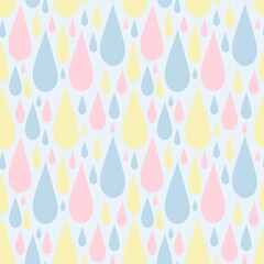 Vector seamless pattern of colored raindrops. For children's design. Background for Valentine's Day.