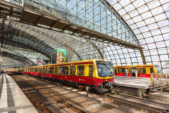 S-Bahn Berlin Suburban Train S Bahn At Main Railway Station Hauptbahnhof Hbf In Germany