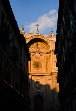 Sunset view of Granada's cathedral, Andalusia, Spain.