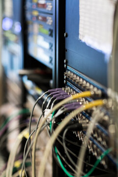 Closeup of a control room communication system