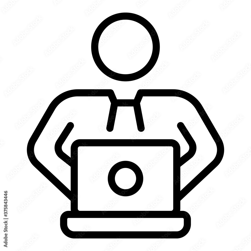 Poster online training icon. outline online training vector icon for web design isolated on white backgroun