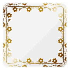 正方形のフレーム　ホワイト＆ゴールド　小花柄