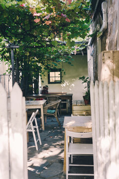 Outdoor Eating Area In A Cafe In Hahndorf, South Australia