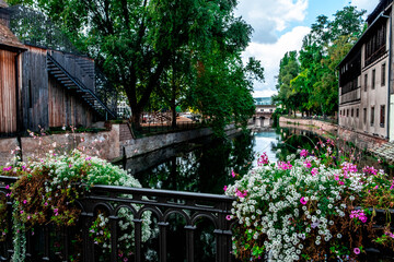 A canal of the river Ill in Strasbourg, Alsace, France