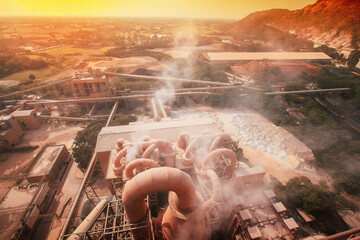 Aerial view of cement limestone mining.