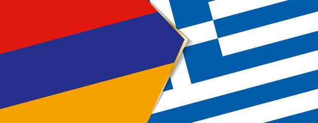 Armenia and Greece flags, two vector flags.