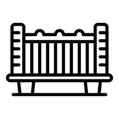 Baby crib icon. Outline baby crib vector icon for web design isolated on white background