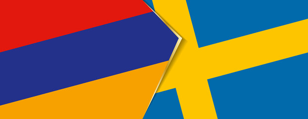 Armenia and Sweden flags, two vector flags.
