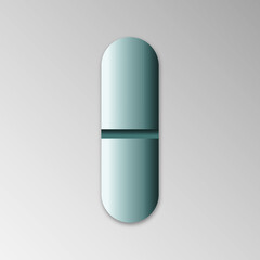 blue pill on white background