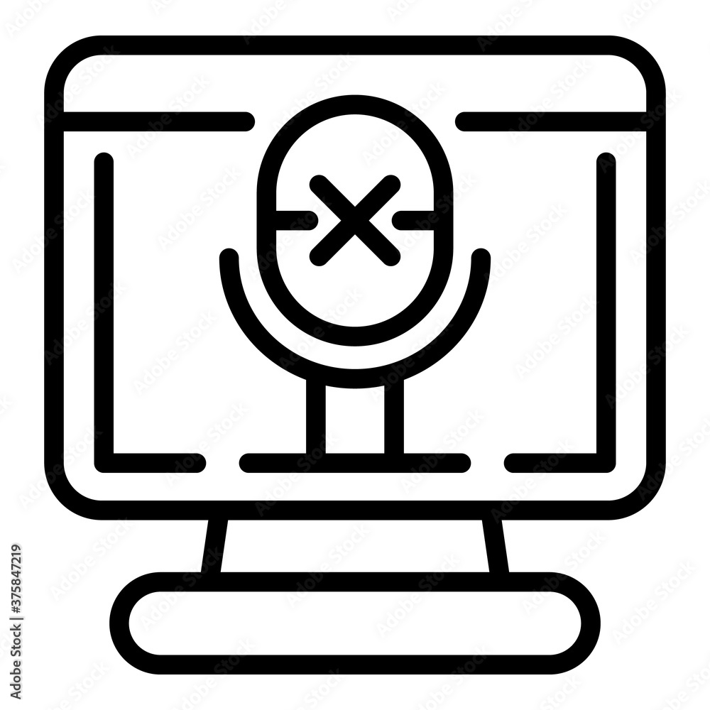 Poster mute video call icon. outline mute video call vector icon for web design isolated on white backgroun