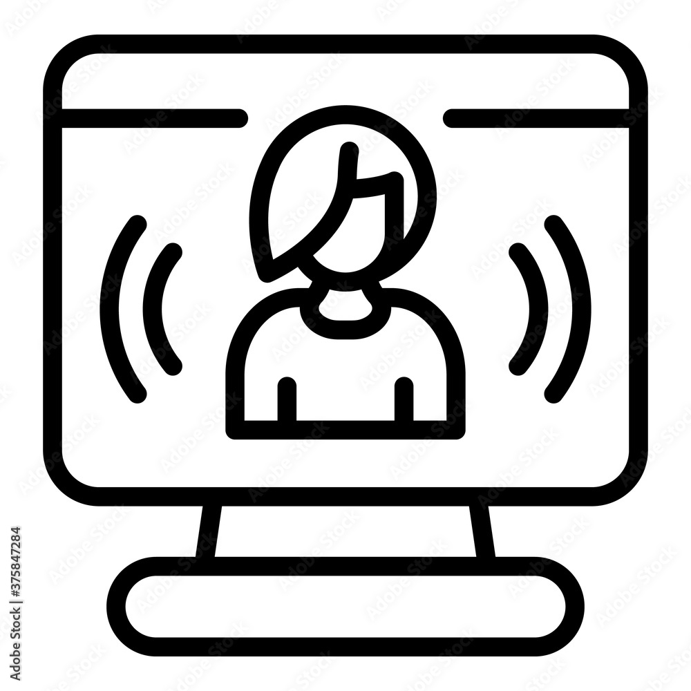 Poster computer video call icon. outline computer video call vector icon for web design isolated on white b