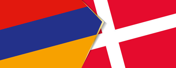Armenia and Denmark flags, two vector flags.