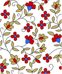 seamless traditional paisley design pattern on white background